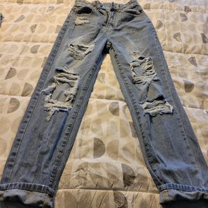 Light Wash Distressed Ripped Jeans